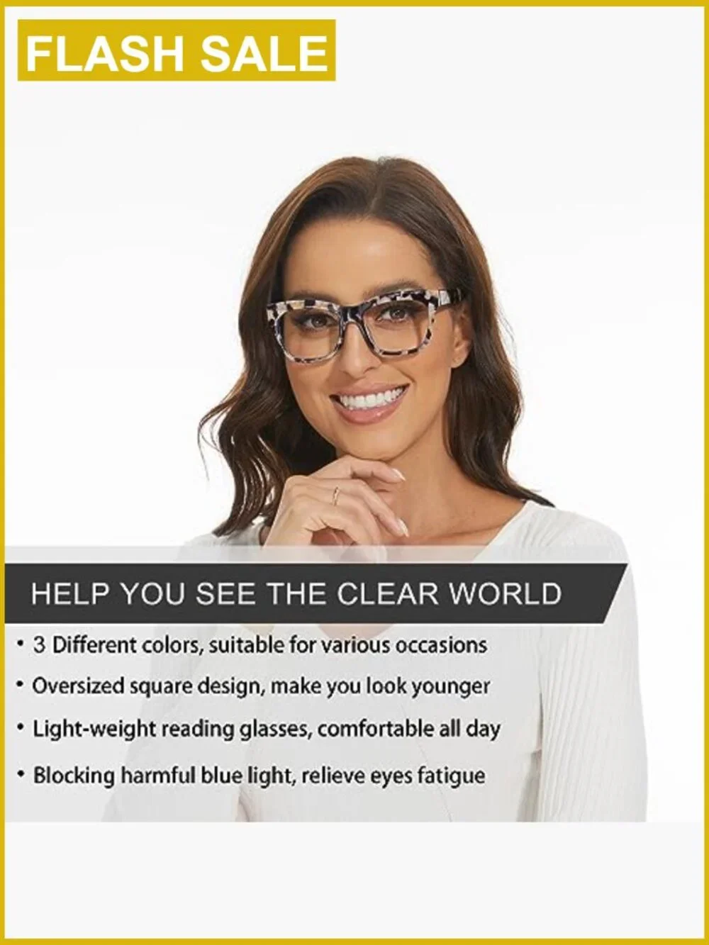 3 Pack Oversized Reading Glasses Blue Light Blocking Spring Hinges